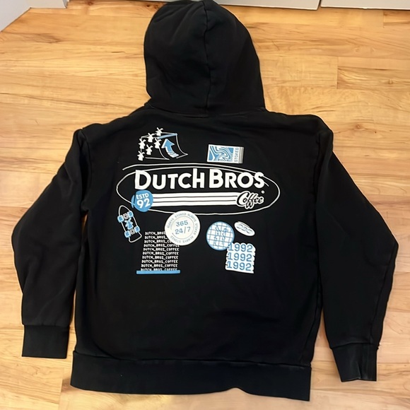 Dutch Bros Coffee Always Stoked 1992 Black Unisex Sweatshirt Hoodie Large - Picture 6 of 11